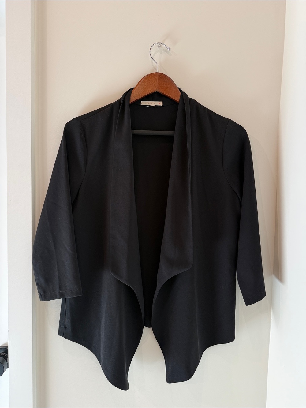 Black Draped Open Front Wrap